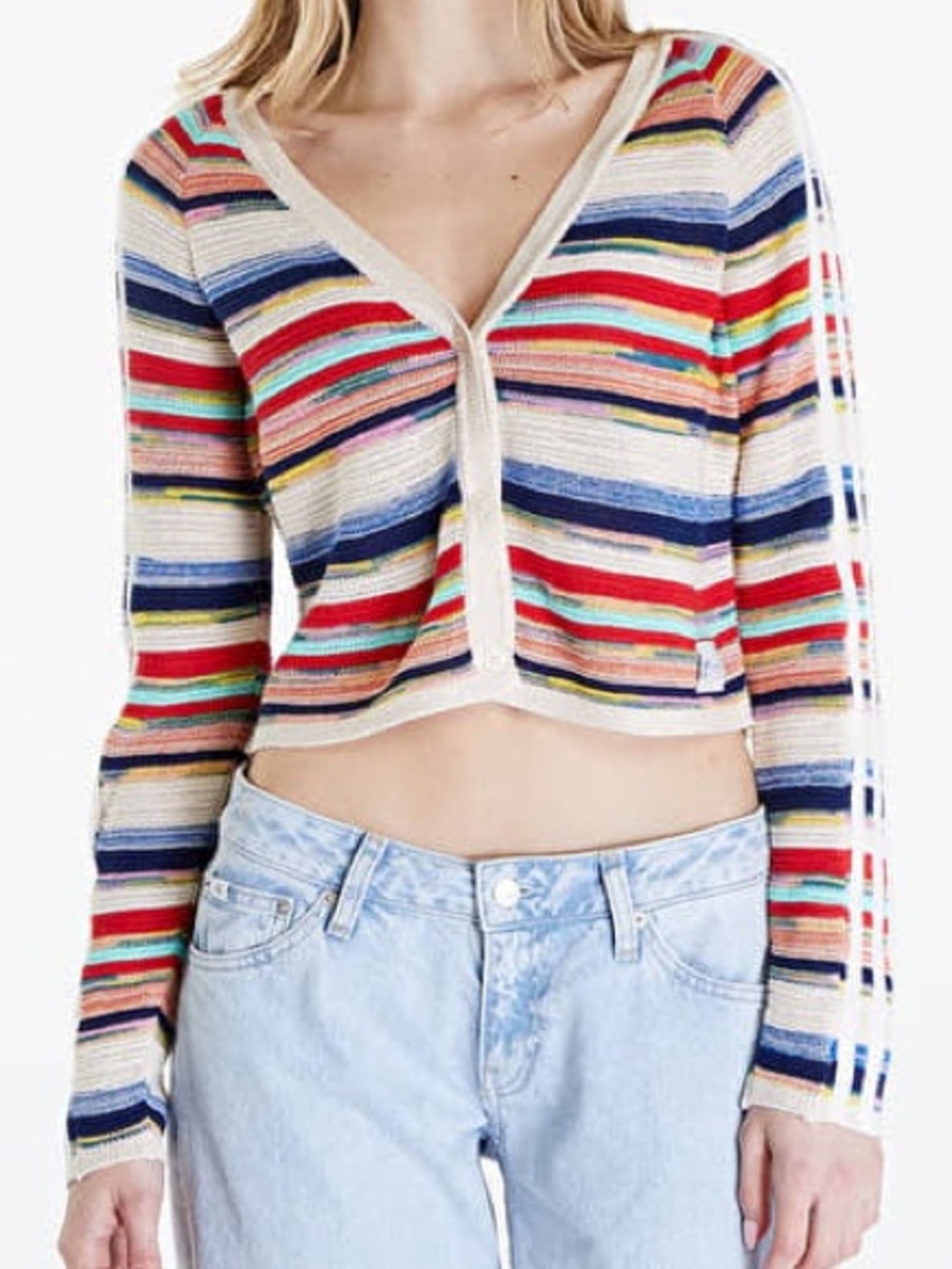Adidas Originals x Kseniaschnaider Ksenia Striped Cropped Cardigan Sweater